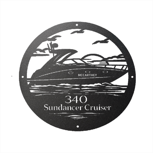 340 Sundancer Cruiser Coastal Sunset Custom Metal Sign - Steel Design