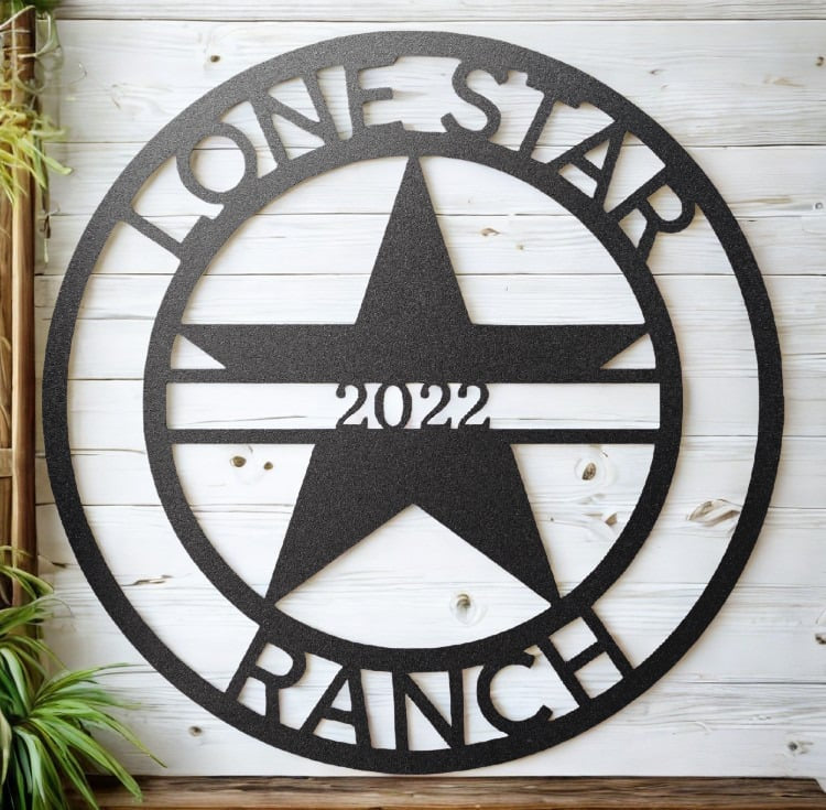 Personalized Lone Star Ranch Metal Sign with Established Year - Steel Sign