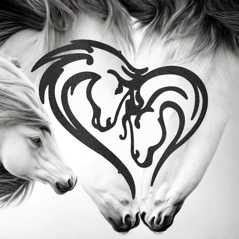 Horse Head Heart Metal Wall Art Sign - Steel Sign