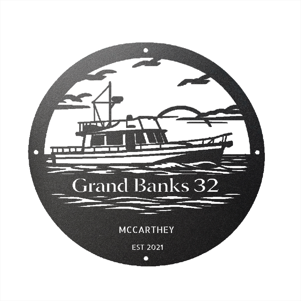 Grand Banks 32 Coastal Trawler Custom Metal Wall Art - Steel Decor