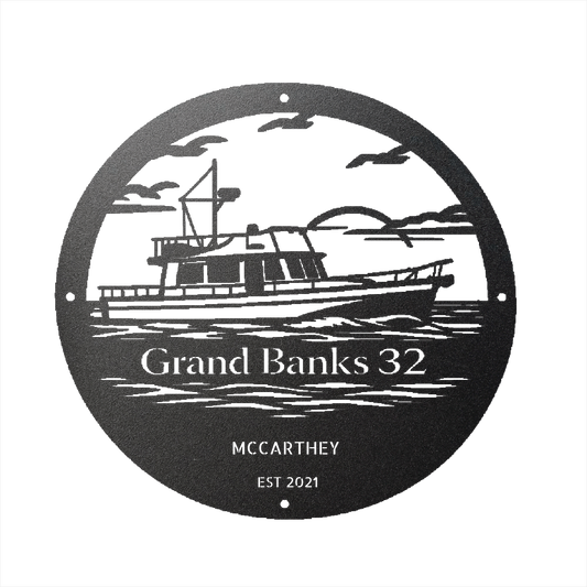 Grand Banks 32 Coastal Trawler Custom Metal Wall Art - Steel Decor