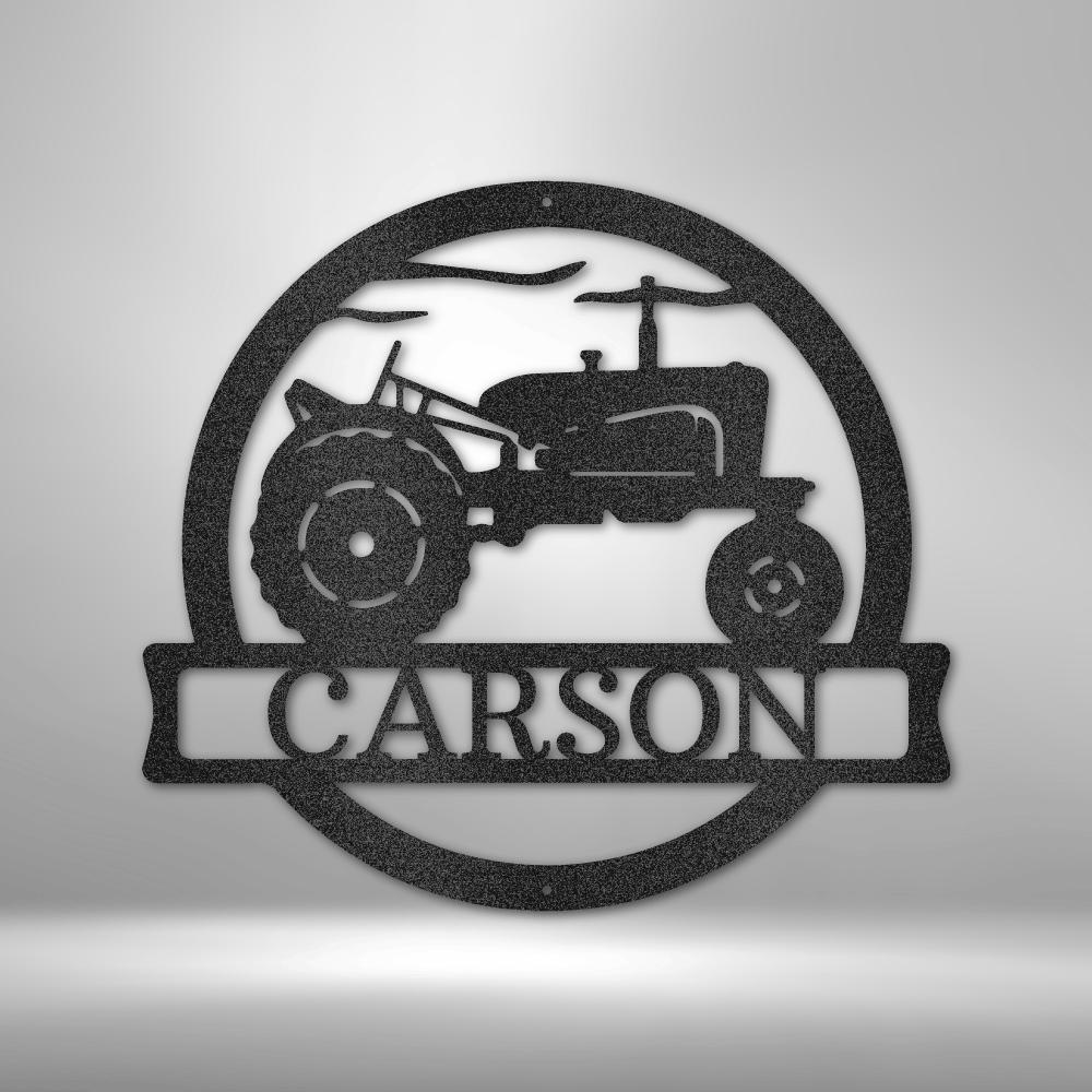 Personalized Tractor Farm Metal Sign with Custom Name - Steel Sign