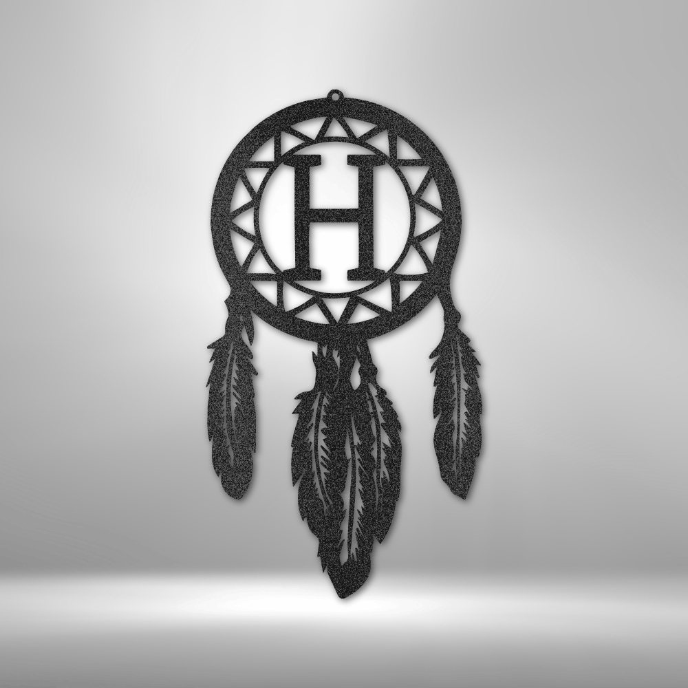 Personalized Dreamcatcher Monogram Metal Wall Art with Initial - Steel Sign