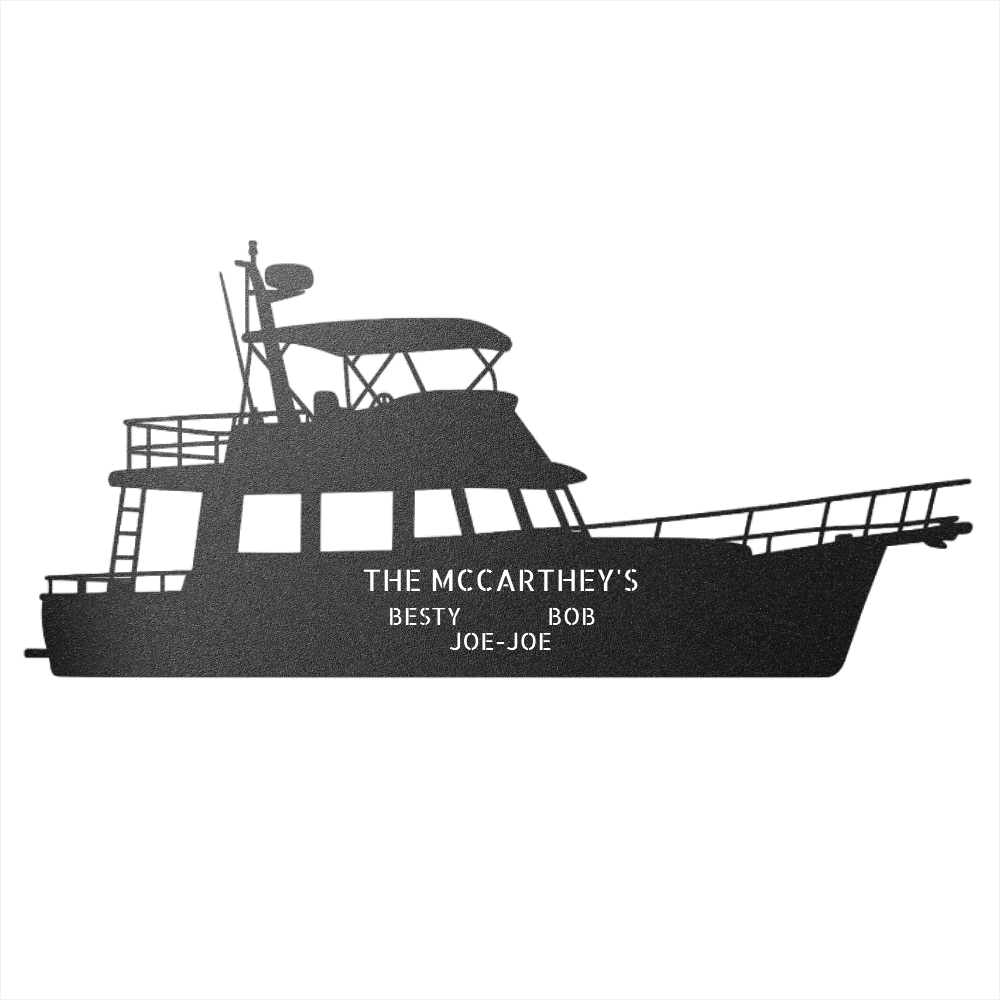 Mainship 390 Trawler Silhouette Metal Wall Art