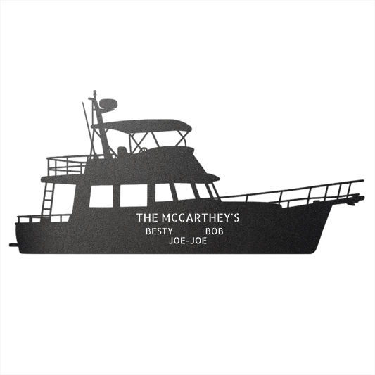 Mainship 390 Trawler Silhouette Metal Wall Art