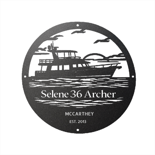 Selene 36 Archer Coastal Trawler Custom Powder Coated Metal Sign - Steel Design