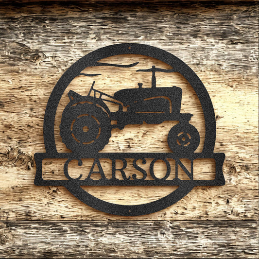 Personalized Tractor Farm Metal Sign with Custom Name - Steel Sign