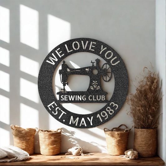 Custom Circular Sewing Machine - Steel Sign